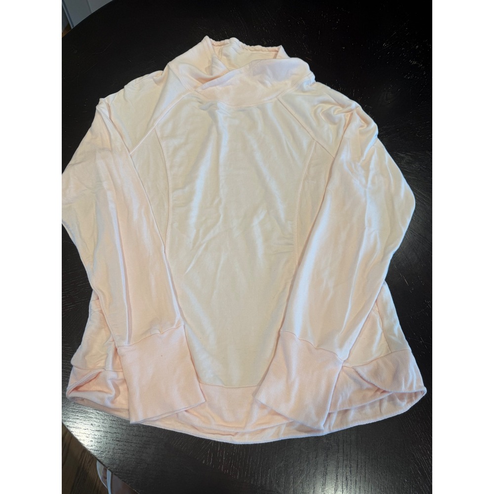 Womens Funnel Neck Long Sleeve Activewear Top Pink Thumbholes Pockets